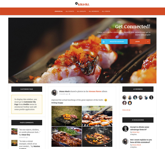 Introducing new theme for JomSocial - JS Kikiriki. This Theme gives you an other look and feel for your JomSocial website.