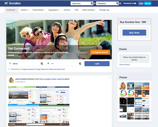 Beautiful JomSocial template - Socialize is updated.